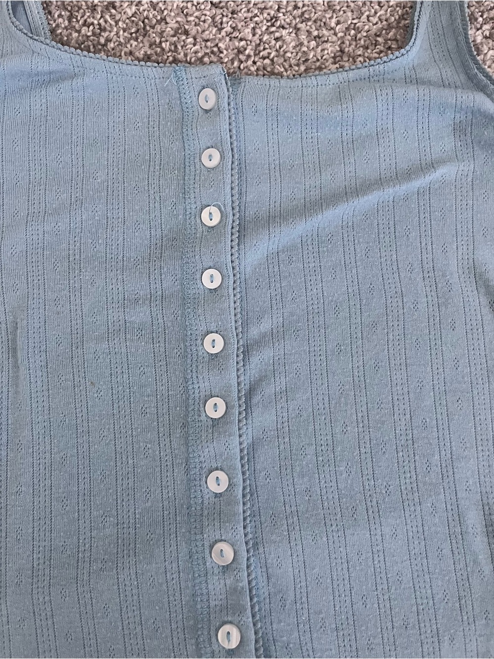 Women’s Light Blue Button-Front Ribbed Tank Top - Picture 2 of 3